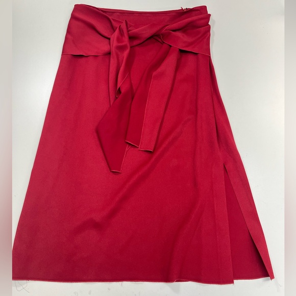 Joseph Red Midi Renne Light Cady Red Evening Skirt Size US 10 EU 42 Satin - Picture 15 of 16